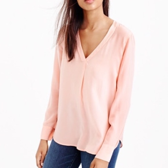 J. Crew Tops - J. Crew | Silk Drapey V-Neck Blouse in Blush